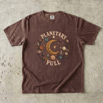 Planetary Pull T-Shirt - Celestial Moon, Planets & Botanical Crystal Design