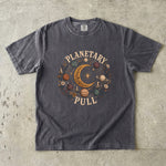 Planetary Pull T-Shirt - Celestial Moon, Planets & Botanical Crystal Design