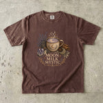 Moon Milk Mystic T-Shirt - Celestial Lavender, Crystal & Cozy Moon Design