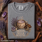 Moon Milk Mystic T-Shirt - Celestial Lavender, Crystal & Cozy Moon Design