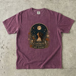 The Cosmos Knows My Name T-Shirt - Celestial Woman, Moon & Wildflower Design