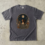The Cosmos Knows My Name T-Shirt - Celestial Woman, Moon & Wildflower Design