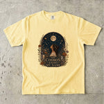 The Cosmos Knows My Name T-Shirt - Celestial Woman, Moon & Wildflower Design