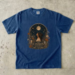 The Cosmos Knows My Name T-Shirt - Celestial Woman, Moon & Wildflower Design
