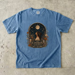 The Cosmos Knows My Name T-Shirt - Celestial Woman, Moon & Wildflower Design