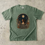 The Cosmos Knows My Name T-Shirt - Celestial Woman, Moon & Wildflower Design