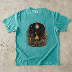 The Cosmos Knows My Name T-Shirt - Celestial Woman, Moon & Wildflower Design
