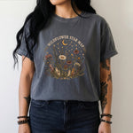 Wildflower Star Map T-Shirt — Celestial Flowers, Constellations & Crystal Design