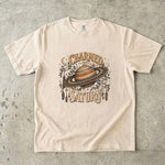Charmed by Saturn T-Shirt - Celestial Planet, Crystal & Botanical Design