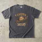 Charmed by Saturn T-Shirt - Celestial Planet, Crystal & Botanical Design