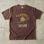 Charmed by Saturn T-Shirt - Celestial Planet, Crystal & Botanical Design