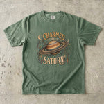 Charmed by Saturn T-Shirt - Celestial Planet, Crystal & Botanical Design