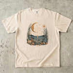 Low Tide Lunar T-Shirt - Coastal Moon, Seashell & Crystal Design