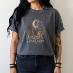 Lavender Smoke & Lunar Hope T-Shirt - Moon, Lavender & Crystal Botanical Design