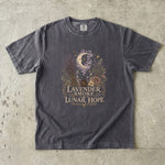 Lavender Smoke & Lunar Hope T-Shirt - Moon, Lavender & Crystal Botanical Design