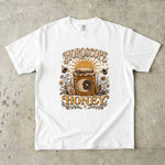 Horoscope Honey T-Shirt - Celestial Honey Jar, Bees & Crystal Design