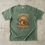 Horoscope Honey T-Shirt - Celestial Honey Jar, Bees & Crystal Design