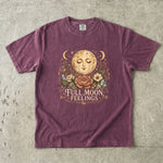 Full Moon Feelings T-Shirt - Floral Moon, Crystal & Celestial Botanical Design