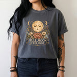 Full Moon Feelings T-Shirt - Floral Moon, Crystal & Celestial Botanical Design