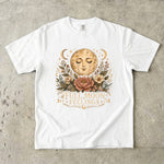 Full Moon Feelings T-Shirt - Floral Moon, Crystal & Celestial Botanical Design