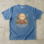 Full Moon Feelings T-Shirt - Floral Moon, Crystal & Celestial Botanical Design