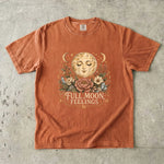 Full Moon Feelings T-Shirt - Floral Moon, Crystal & Celestial Botanical Design