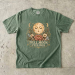 Full Moon Feelings T-Shirt - Floral Moon, Crystal & Celestial Botanical Design