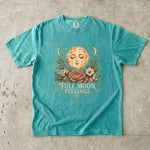 Full Moon Feelings T-Shirt - Floral Moon, Crystal & Celestial Botanical Design