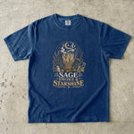 Sage Smoke & Starshine T-Shirt - Botanical Herbs, Moon & Crystal Design