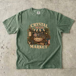 Crystal Moon Market T-Shirt - Celestial Crystals, Herbs & Botanical Shop Design