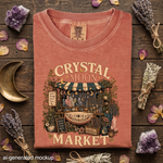 Crystal Moon Market T-Shirt - Celestial Crystals, Herbs & Botanical Shop Design