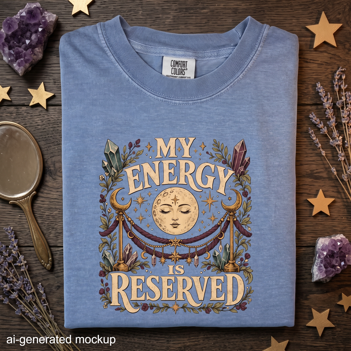 My Energy Is Reserved T-Shirt - Moon, Crystals & Celestial Empowerment Design