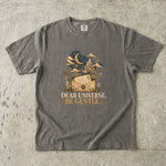 Dear Universe, Be Gentle T-Shirt - Celestial Letter, Moon & Botanical Crystal Design