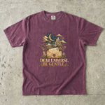 Dear Universe, Be Gentle T-Shirt - Celestial Letter, Moon & Botanical Crystal Design