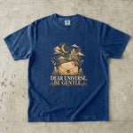 Dear Universe, Be Gentle T-Shirt - Celestial Letter, Moon & Botanical Crystal Design