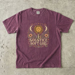 Solstice Soft Girl T-Shirt - Sun, Moon, Crystals & Floral Celestial Design