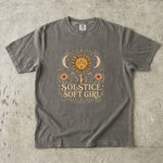 Solstice Soft Girl T-Shirt - Sun, Moon, Crystals & Floral Celestial Design