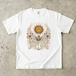 Solstice Soft Girl T-Shirt - Sun, Moon, Crystals & Floral Celestial Design