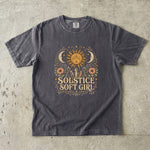 Solstice Soft Girl T-Shirt - Sun, Moon, Crystals & Floral Celestial Design