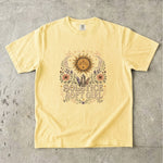 Solstice Soft Girl T-Shirt - Sun, Moon, Crystals & Floral Celestial Design