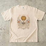Solstice Soft Girl T-Shirt - Sun, Moon, Crystals & Floral Celestial Design