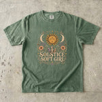 Solstice Soft Girl T-Shirt - Sun, Moon, Crystals & Floral Celestial Design