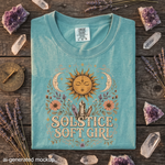 Solstice Soft Girl T-Shirt - Sun, Moon, Crystals & Floral Celestial Design