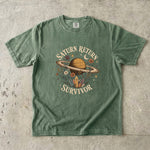 Saturn Return Survivor T-Shirt - Celestial Planet, Wildflower & Crystal Design