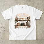 Moon Phase Maintenance T-Shirt - Lunar Cycles, Crystals & Botanical Shelf Design