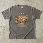 Linen, Light & Lunar Signs T-Shirt - Moon Phases, Sun, Crystals & Botanical Design