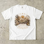 Linen, Light & Lunar Signs T-Shirt - Moon Phases, Sun, Crystals & Botanical Design