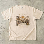 Linen, Light & Lunar Signs T-Shirt - Moon Phases, Sun, Crystals & Botanical Design