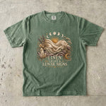 Linen, Light & Lunar Signs T-Shirt - Moon Phases, Sun, Crystals & Botanical Design