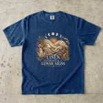 Linen, Light & Lunar Signs T-Shirt - Moon Phases, Sun, Crystals & Botanical Design